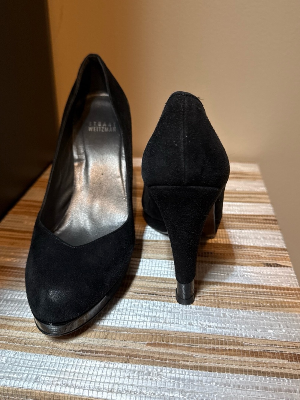 Stuart Weitzman Black Suede Classic Pump
